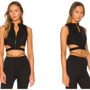 DEVON WINDSOR EMERY CROP TOP CUTOUT FULL ZIP BRA Small $98